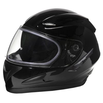 RAIDER Adult Full Face Dual Lens Snow Helmet with Sun Shield and Breath Box / Gloss Black #R26-680D